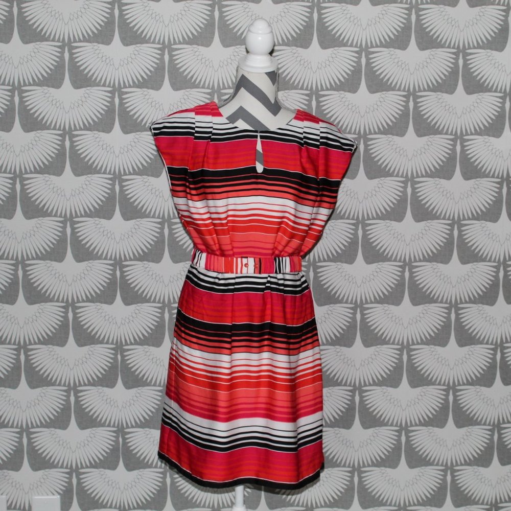 Banana Republic Striped Dress Figure Flattering 8
